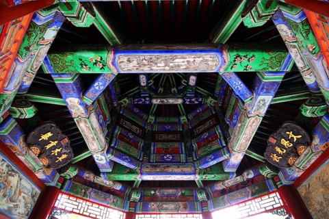 Paintings of ceilings in corridor of summer palace, Beijing, China, Asia