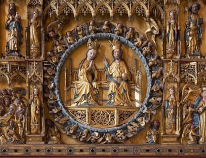 Centrepiece with crowning of the Virgin Mary, St., Saint, Saint