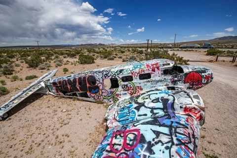 Aircraft wreck near Goldfield, Nevada, USA, North America