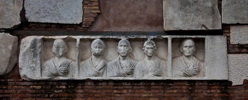 Ancient family tomb of Hilarius Fuscus, portrait reliefs