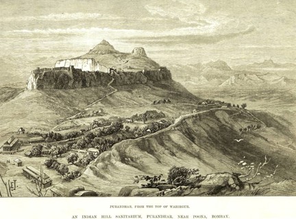 Holidays and Hill stations Purandhar from the top of Wazirgur, an Indian hill Sanitarium,
