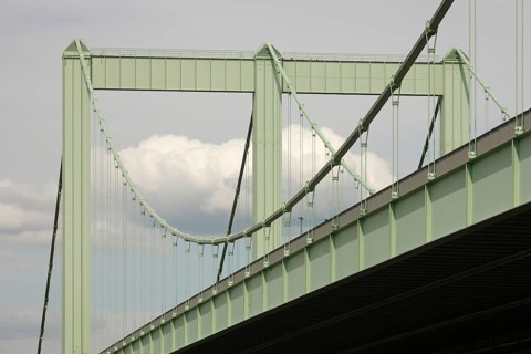 Rhine bridge Cologne-Rodenkirchen, view from the left bank of the Rhine