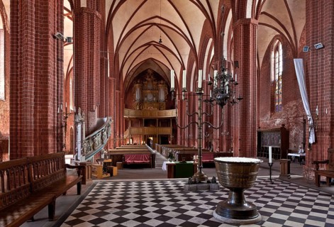 Werben Altmark Stadtkirche St Johannis 87740 Interior facing west 1412-67 built Standing chandelier