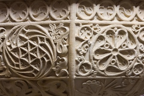 Baptismal font, detail tracery, St., Saint, Saint