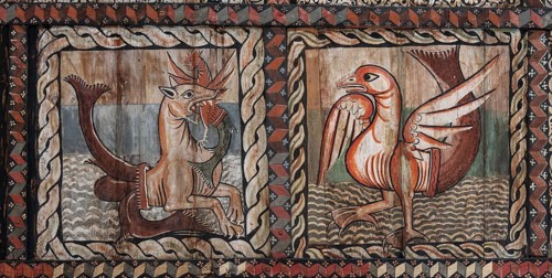 Zillis, village church of St Martin, Romanesque wooden ceiling with biblical depictions, sea