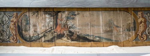 Ceiling painting of a 17th century love story as a comic strip, St., Sankt, Saint