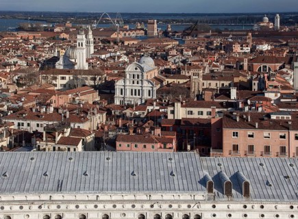 Italy Venice city centre looking east -191 View from the Campanile of San Marco below Doge's Palace