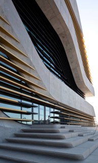 Montpellier, multi-purpose building PIERRESVIVES, built 2006-2012 by Zaha Hadid, Vestibühl, main