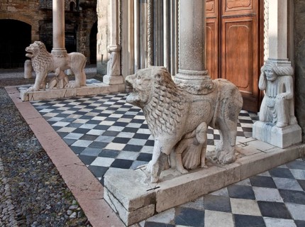 Italy Bergamo 89504 Santa Maria Maggiore South portal built around 1360 both column lions