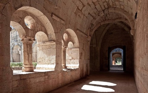 Cistercian monastery founded in 1146, cloister north wing inside to the west