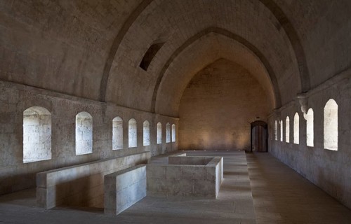 Cistercian monastery founded in 1144, church built 1175-1220, dormitory interior to the south,