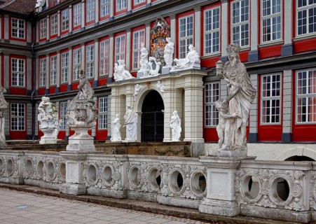 Wolfenbüttel Palace portal façade partial view with balustrade present appearance 1714-17 by