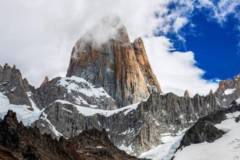 Laguna de los Tres with a view of the summit of Fitzroy, El Chaltén, Los Glaciares National Park,