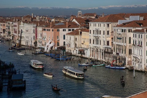 Venice, Grand Canal, view from the roof of the Fondaca dei Tedeschi to the north, to the right of