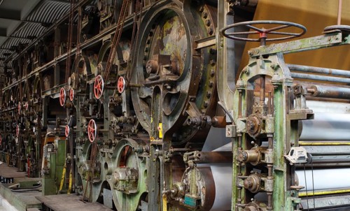 Paper machine PM4 from 1889, forty metres long and five metres high