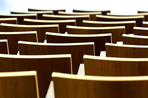 Designs in architecture form with chairs, Melbourne, Victoria, Australia, Oceania