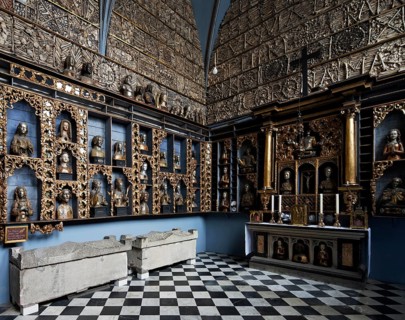 Golden chamber with reliquaries after restoration with historical colour scheme (blue), view to the