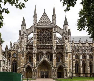 London, Westminster Abbey 13-16th century and 19th century north transept gable with rose window