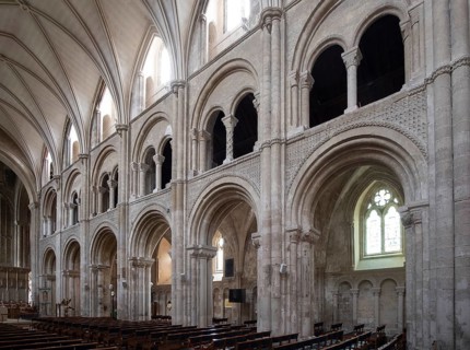 Christchurch Priory, south nave wall
