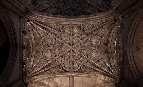 Seville, Cathedral, vault, detail, St., Saint, Saint