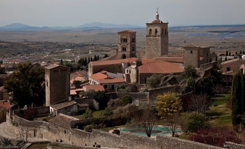 View from the castle of secular and sacred buildings second from left Tower of Santa María la Mayor