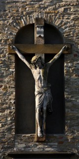 Jesus on the cross, St Bonifatius collegiate church in Freckenhorst, Warendorf, Münsterland, North