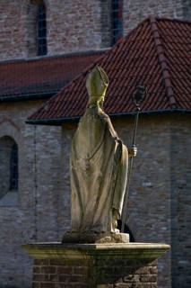 Statue of Bishop Boniface in front of the collegiate church of St Boniface, Freckenhorst,