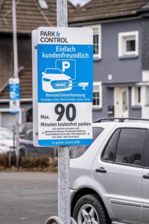 Customer car park of a supermarket, the car park is operated by the company Park&Control, the