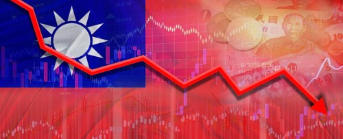 Taiwan financial crisis on economic graph. Financial fall of Taiwan on economy market