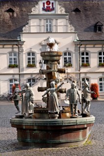 The civic fountain by Bonifatius Stirnberg in front of the town hall in Lippstadt, North