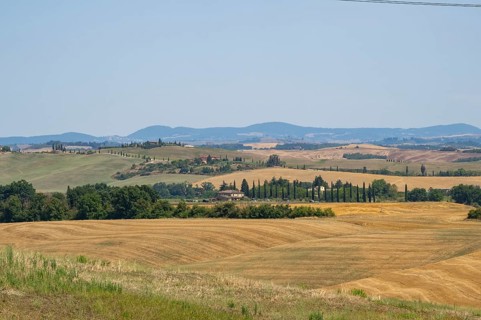 Tuscan landscape with fields and hills, Unesco world heritage, Crete Senesi, Italy, Europe,