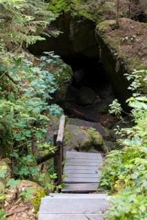Hiking trail in the Kirnitzschklamm gorge, Sebnitz, Saxon Switzerland, Saxony, Germany, Europe
