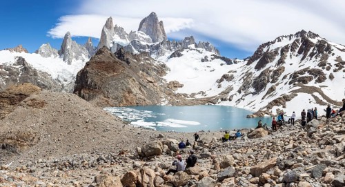 Lagoon de los Tres in front of Mount Fitz Roy, Laguna de los Tres Trail, Mount Fitz Roy, El