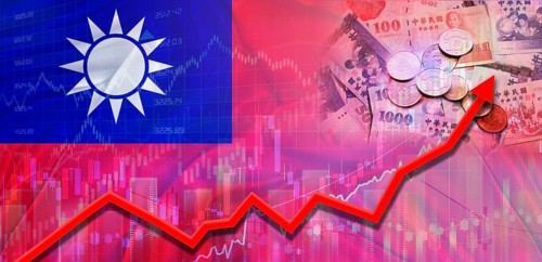 Taiwan financial growth on market graph. Taiwan economic growth on financial graph