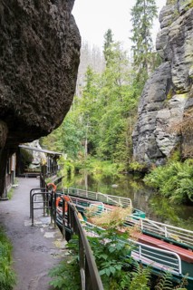 At the Upper Lock, the starting point of the boat trip on the Kirnitzsch near Hinterhermsdorf,