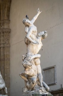 Dove on a sculpture at Piazza della Signoria, Florence, UNESCO World Heritage Site, Tuscany, Italy,