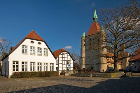 Westwork of the collegiate church of St Boniface in Freckenhorst, Warendorf, Münsterland, North