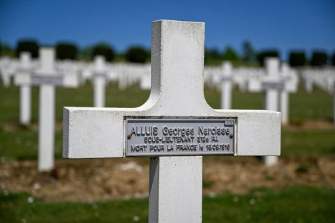 Cross at the military cemetery near the Douaumont ossuary, First World War, Verdun, Grand Est