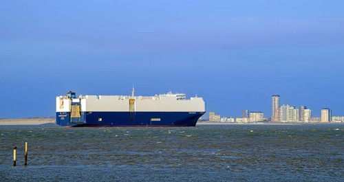 Viking Destiny, vehicles carrier, cargo ship sailing on the Western Scheldt, Westerschelde past