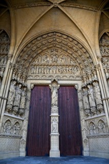 Entrance portal of the Gothic Saint-Étienne Cathedral, St Stephen's Cathedral, Metz, Grand Est