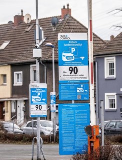 Customer car park of a supermarket, the car park is operated by the company Park&Control, the