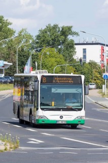 Bus in city transport, line B near Riesapark, Riesa, Saxony, Germany, Europe