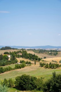 Tuscan landscape with fields and hills, Unesco world heritage, Crete Senesi, Italy, Europe,
