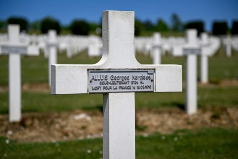 Cross at the military cemetery near the Douaumont ossuary, First World War, Verdun, Grand Est