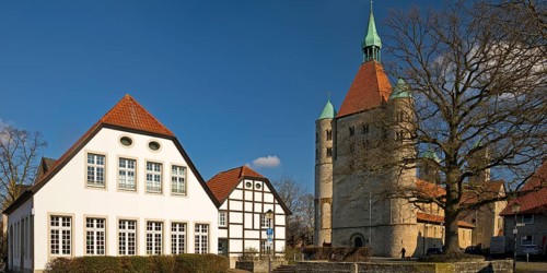 Westwork of the collegiate church of St Boniface in Freckenhorst, Warendorf, Münsterland, North