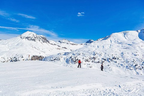 Ski slopes in the Lech Zürs ski area near Lech, Austria, Europe