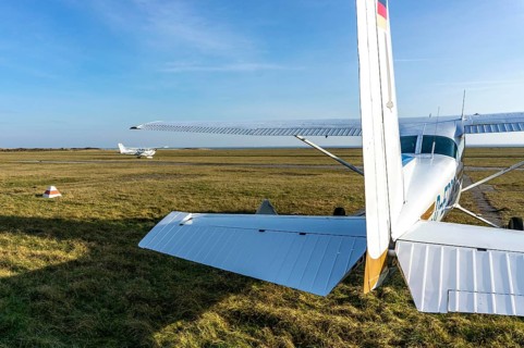 The East Frisian North Sea island of Juist in winter, Juist airfield, airfield, Lower Saxony,