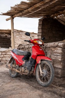 Old scooter, Salinas Grandes, Salta Province, Argentina, South America