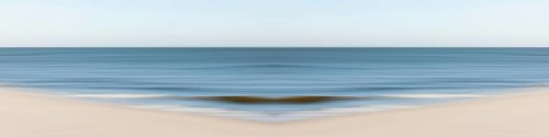 Mirrored picture, blurred, waves on Sylt North Sea beach, National Park Wadden Sea, Sylt, Hoernum,