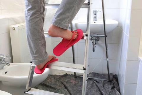 Carelessness when renovating at home, incorrect footwear, Germany, Europe